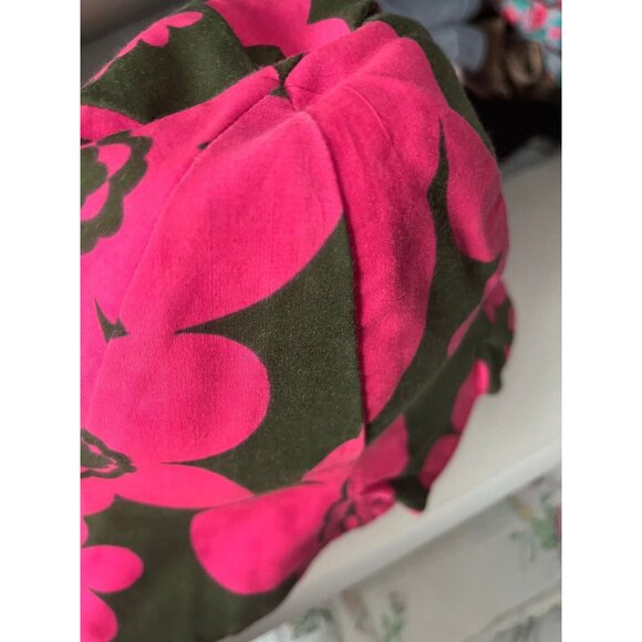 Vintage 1960\'s Hot Pink & Green Flowered Cotton Hat Reversible To A Beige Hat main image 9